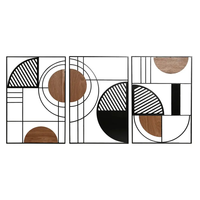 Wall Decoration Home ESPRIT Black Natural Urban 40 x 2 x 60 cm (3 Units) - Декорация и Осветление<<<Дом