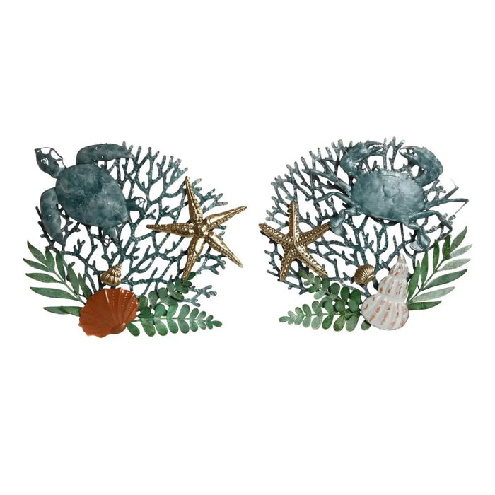 Wall Decoration Home ESPRIT Blue Golden Mediterranean 55 x 4 x 48 cm (2 Units) - Други артикули за