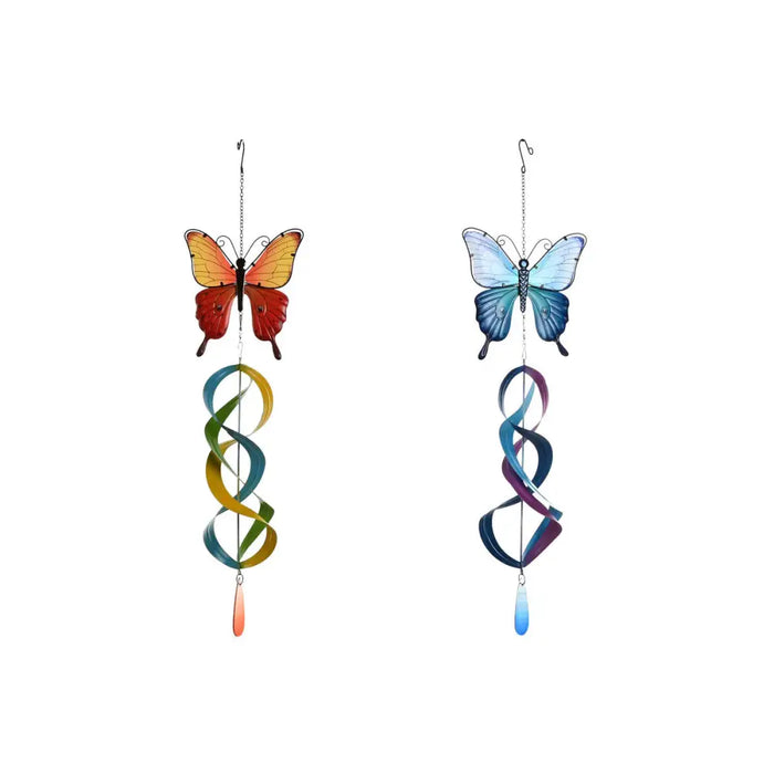 Wall Decoration Home ESPRIT Blue Orange Butterfly Shabby Chic 23 x 13 x 90 cm (2 Units) - Декорация и Осветление<<<Дом