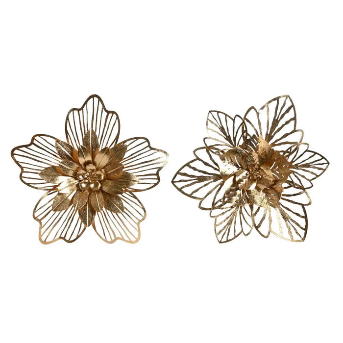 Wall Decoration Home ESPRIT Golden Modern Flower 51 x 6 x 51 cm (2 Units) - Декорация и Осветление<<<Дом