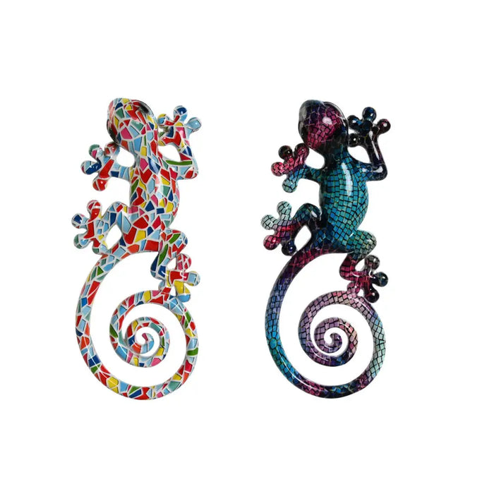 Wall Decoration Home ESPRIT Multicolour Mosaic Lizard Mediterranean 8 x 4 x 20 cm (2 Units) - Декорация и