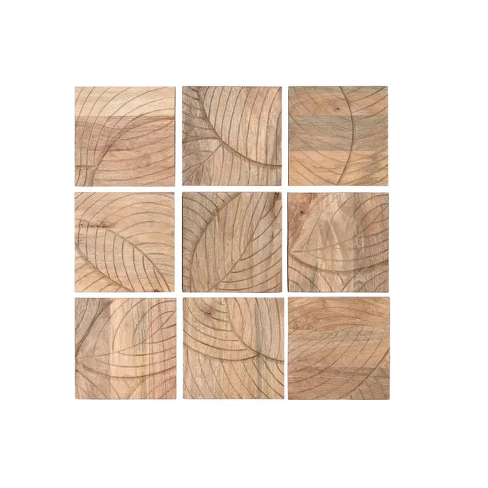 Wall Decoration Home ESPRIT Natural Modern Leaf of a plant 90 x 3 x 90 cm (9 Pieces) - Декорация и Осветление<<<Дом