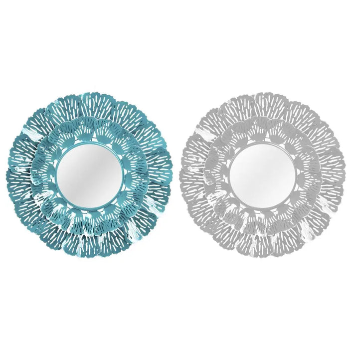 Wall mirror DKD Home Decor Blue White Coral Mediterranean 60 x 7 x 60 cm (2 Units) (2 Pieces) - Декорация и