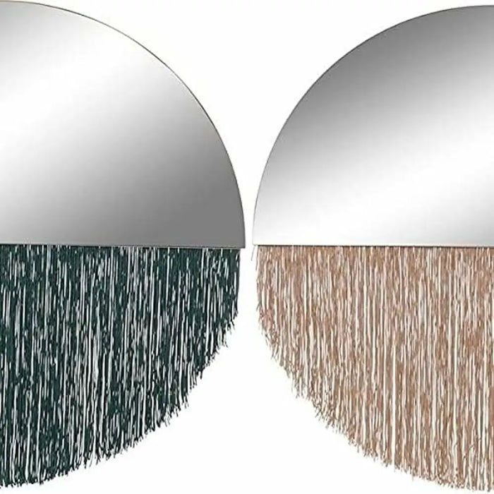 Wall mirror DKD Home Decor Green Golden Fringe 50 x 0,5 x 50 cm (2 Units) - Декорация и Осветление<<<Дом