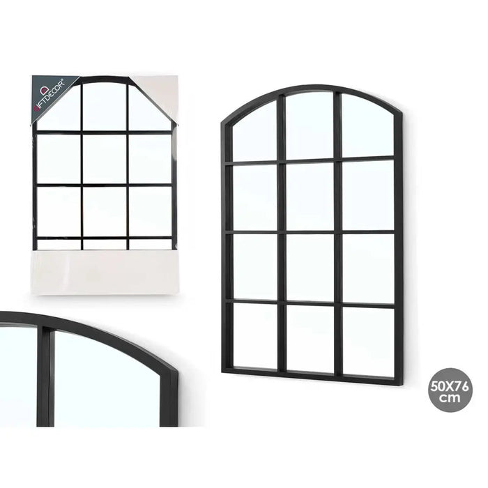 Wall mirror Gift Decor Black Window 50,5 X 2,5 X 76 cm (4 Units) - Огледала<<<Декорация и Осветление<<<Дом