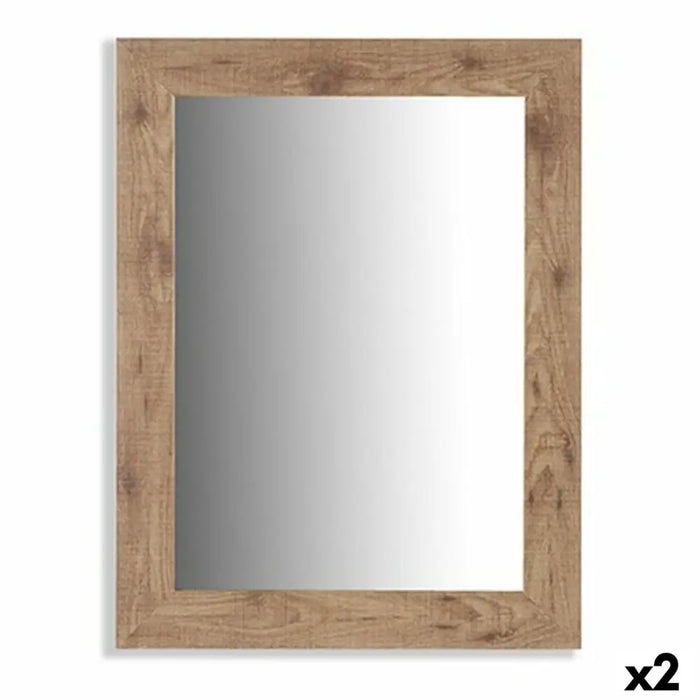 Wall mirror Gift Decor Brown 66 x 85 x 2 cm 64,5 x 84,5 x 1,5 cm Rectangular (2 Units) - Декорация и Осветление<<<Дом