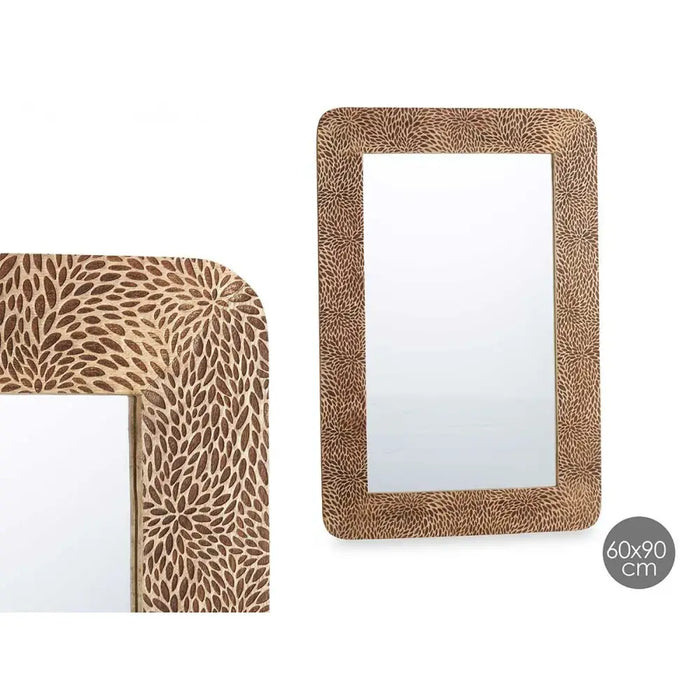 Wall mirror Gift Decor Brown Sheets 90 x 60 x 2 cm Rectangular - Декорация и Осветление<<<Дом