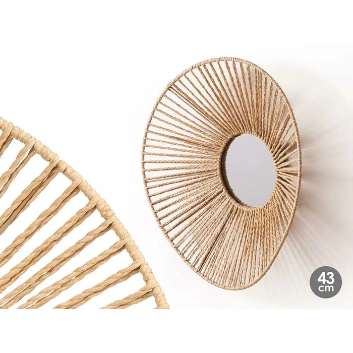 Wall mirror Gift Decor Natural Oval 43 x 13,5 x 38 cm (4 Units) - Декорация и Осветление<<<Дом