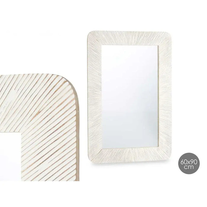 Wall mirror Gift Decor White Brown Stripes 90 x 60 x 2 cm Rectangular - Декорация и Осветление<<<Дом