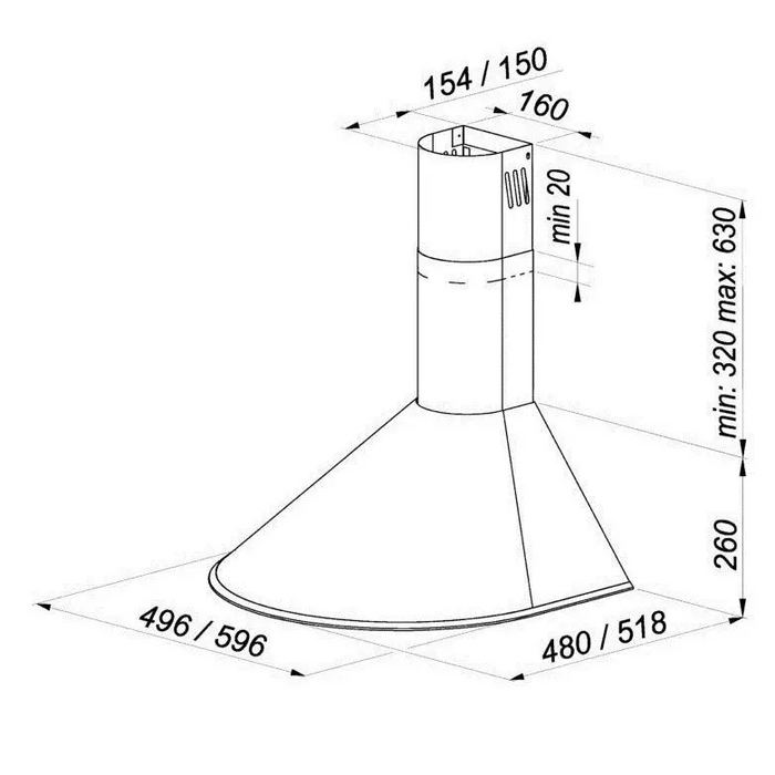 Wall-mounted canopy MAAN Mix 3 50 310 m3/h Satin - Cooker hoodsAGD-OKA<<<Home Appliance - ProductsAGD<<<ActionPL