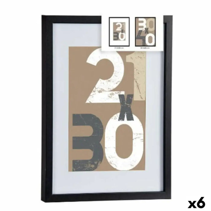 Wall photo frame Gift Decor Black Glass MDF Wood 30 x 40 cm (6 Units) - Декорация и Осветление<<<Дом