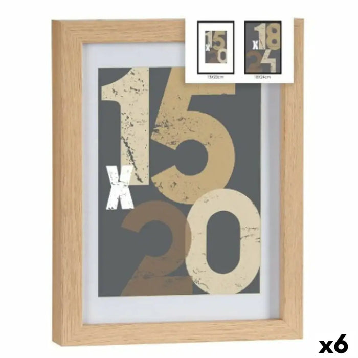 Wall photo frame Gift Decor Natural Glass MDF Wood 18 x 24 cm (6 Units) - Декорация и Осветление<<<Дом