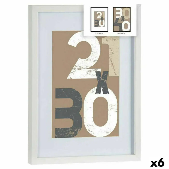 Wall photo frame Gift Decor White Glass MDF Wood 30 x 40 cm (6 Units) - Декорация и Осветление<<<Дом