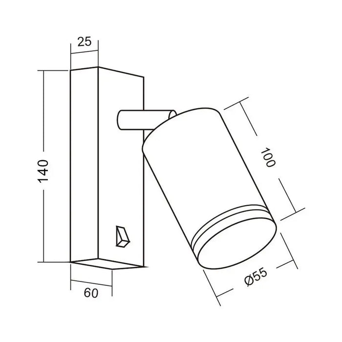 WALL SPOT WITH SWITCH GU10 BLACK VIVALUX KING - Спотове<<<Вътрешно осветление<<<Мебели и