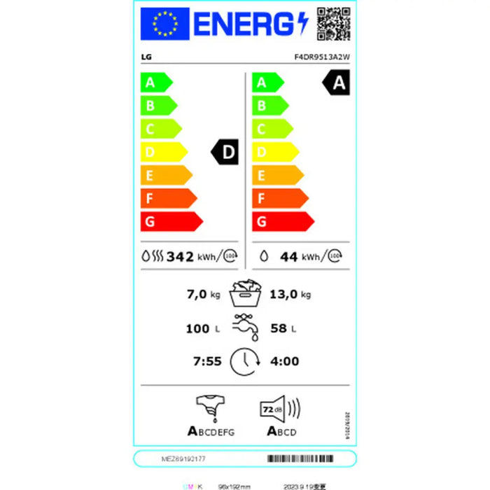Washer - Dryer LG F4DR9513A2W 13kg / 7kg - Сушилни ютии и простори<<<Почистване Прахосмукачки И Гладене<<<Дом