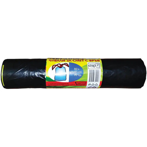 WASTE BAGS ON A ROLL WITH ROPE 60 CM X 85 CM 80L HDPE MEGAPORT - Кошове и торби за отпадъци<<<Домашни