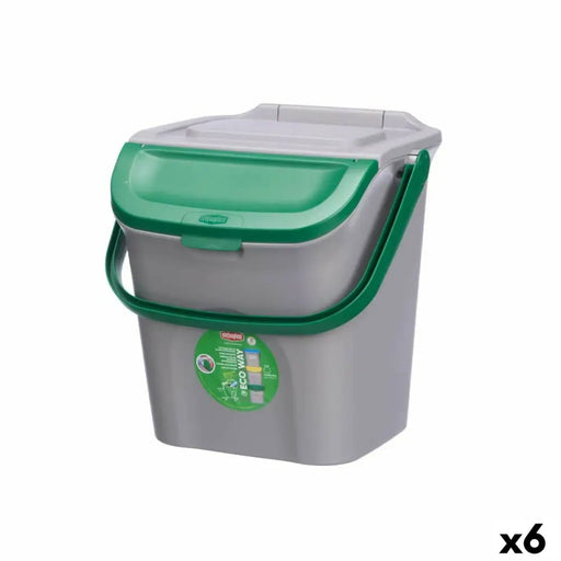 Waste bin Stefanplast ECOWAY Green Grey polypropylene 28 L Stackable (6 Units) - Почистване Прахосмукачки И