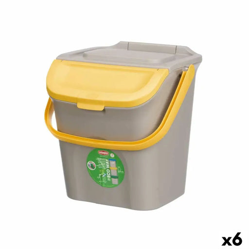 Waste bin Stefanplast ECOWAY Yellow Grey polypropylene 28 L Stackable (6 Units) - Почистване Прахосмукачки И