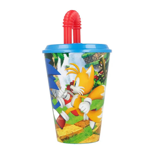 Water Cup with Straw for Kids STOR 40530 430 ml Sonic the Hedgehoh (blue&red) - Breakfast boxes and bidons<<<School