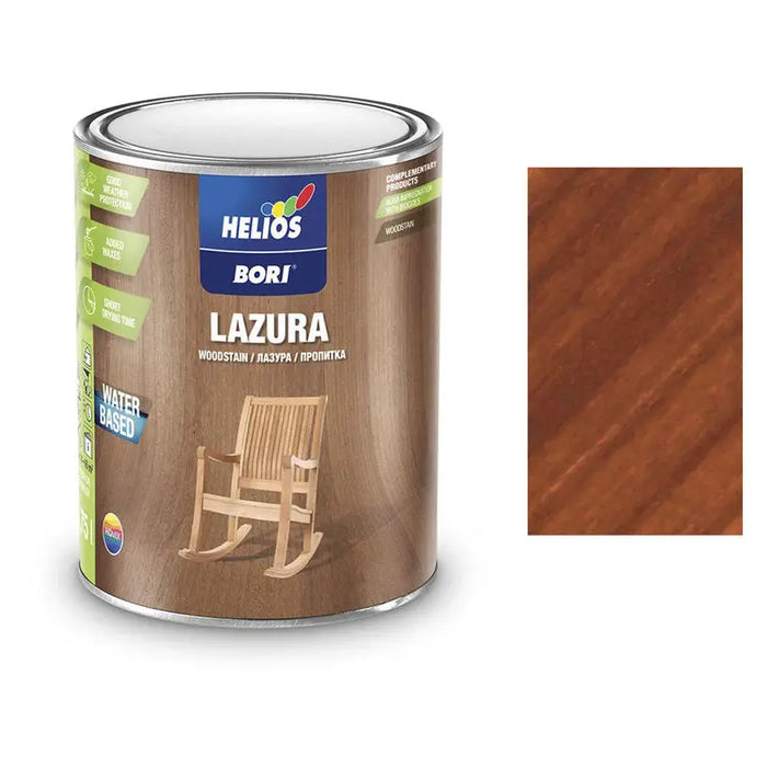 WATER SOLUBLE VARNISH WITH UV MAHOGANY 750 ML HELIOS BORI - Лакове за дърво<<<Лакове и импрегнанти за дърво<<<Бои и