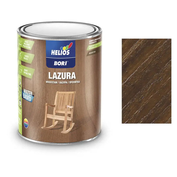 WATER SOLUBLE VARNISH WITH UV WALNUT 750 ML HELIOS BORI - Лакове за дърво<<<Лакове и импрегнанти за дърво<<<Бои и