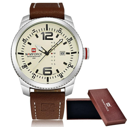 Waterproof male quartz watch NAVIFORCE 9063 - Silver-yellow - Men’s Watches