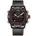Waterproof male quartz watch with dual display NAVIFORCE 9144 - Black-Red - Men’s Watches