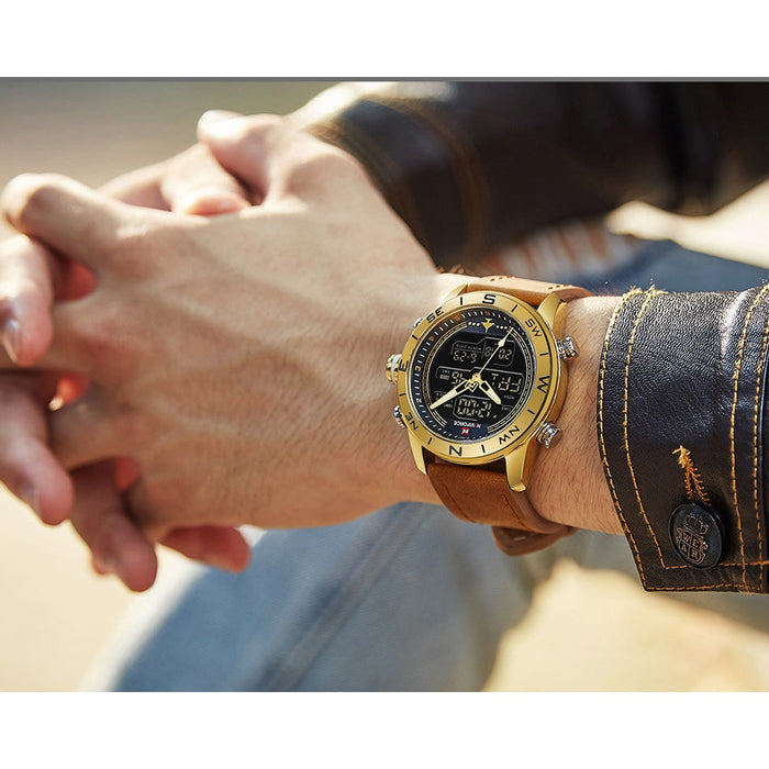 Waterproof male quartz watch with dual display NAVIFORCE 9144 - Men’s Watches