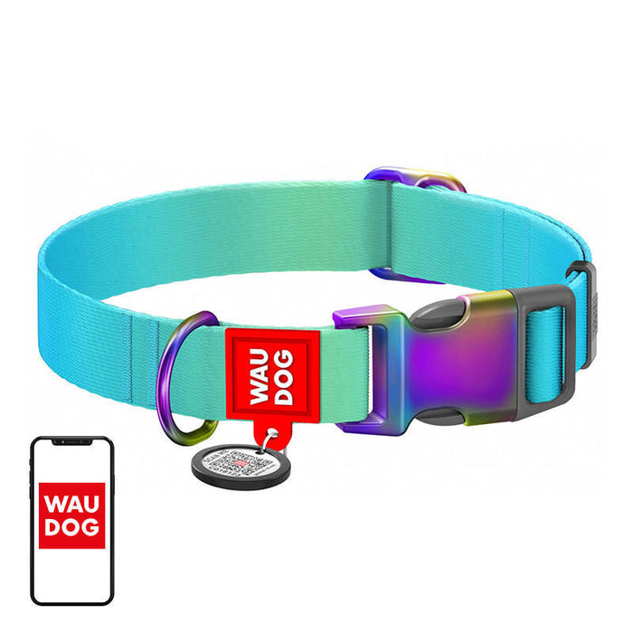 Waudog gradient nylon dog collar with QR code blue size M - Walking and transportation<<<Pets<<<InnproXML