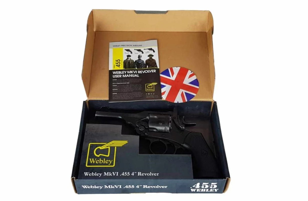 WEBLEY MKVI .455 Police cal.5.5 mm Diabolo cartridge revolver 6-shot. 4’ barrel CO2 Battlefield Ekp to17J