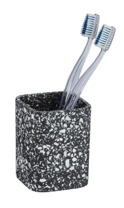 TOOTH BRUSH CUP TERRAZZO BLACK