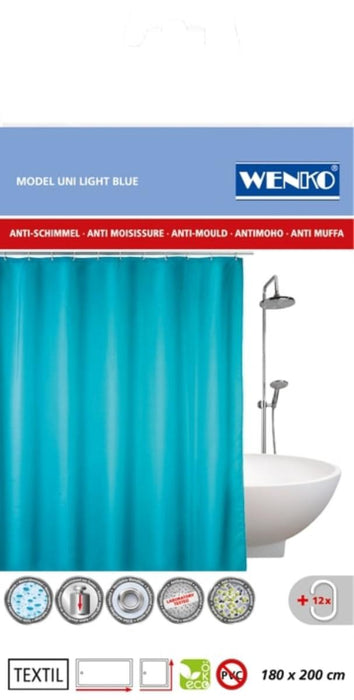 BATHROOM CURTAIN ANTI-BACTERIAL BLUE