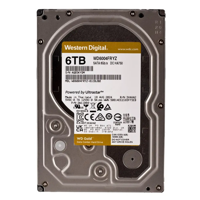 Western Digital Gold WD6004FRYZ internal hard drive 6 TB 7200 RPM 128 MB 3.5’’ Serial ATA III - Enterprise