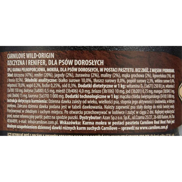 Wet food Carnilove Wild Wet Venison & Reindeer Deer Reindeer 400 g - Домашни Животни<<<Дом Градина<<<BigBuy&&&Хранене