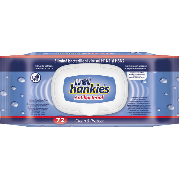 WET WIPES ANTIBACTERIAL 72PCS MEGA WET HANKIES