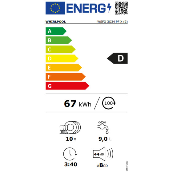 WHIRLPOOL WSFO3O34PF X dishwasher - Съдомиялни 45 см<<<Съдомиялни<<<Едра бяла техника<<<TechnoMix&&&Последни