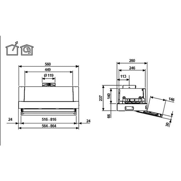 Built-in hood Whirlpool WSK64FLSX