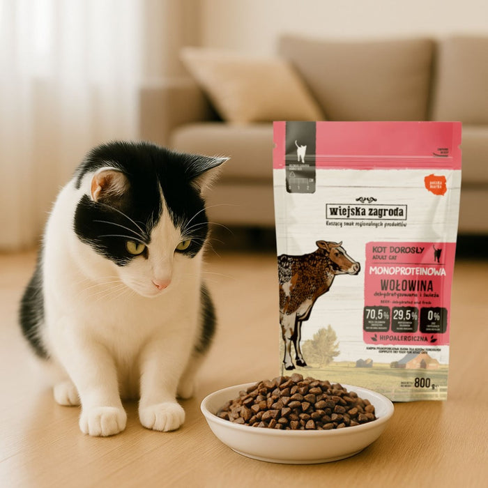 WIEJSKA ZAGRODA Monoprotein Beef - dry cat food - 800g