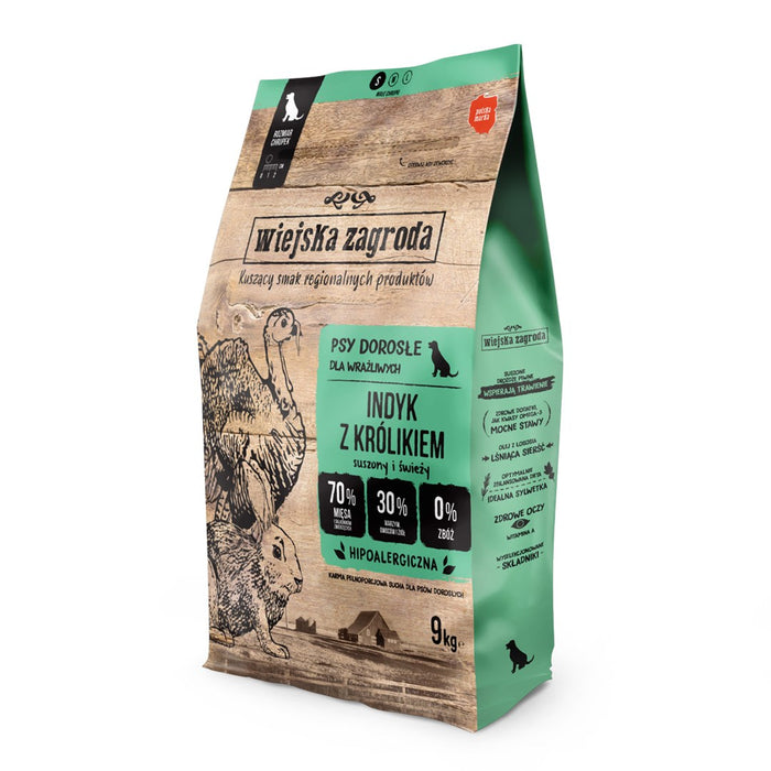 WIEJSKA ZAGRODA Turkey with Rabbit S – dry dog food – 9kg