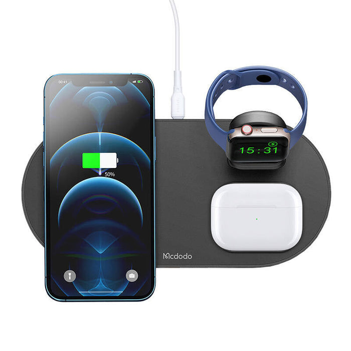 Wireless Charger Mcdodo CH-7061 3 in 1 15W (mobile/TWS/Apple watch) (black) - Car chargers<<<Chargers<<<GSM