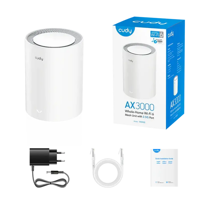Wireless MESH system Cudy M3000 1 unit AX3000 Dual Band 2.4/5 GHz 574 - 2402 Mbps - Безжични рутери<<<Мрежово