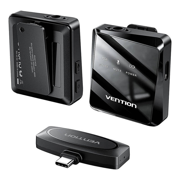 Wireless microphone x2 Vention NCBB0 USB-C (black) - Lavalier<<<Microphones<<<Audio<<<InnproXML&&&Електроника Периферни