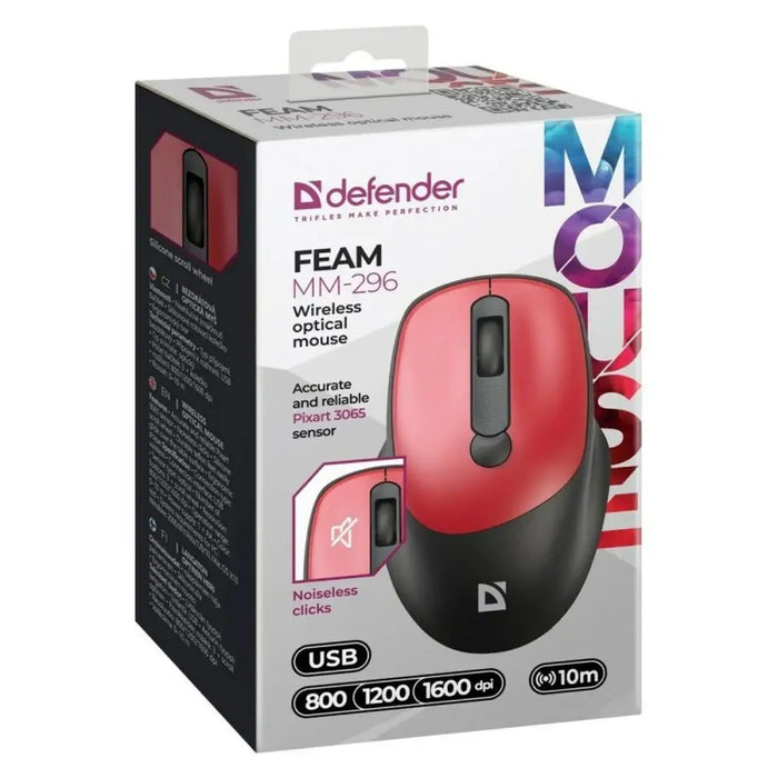 Wireless Mouse Defender FEAM MM-296 RF SILENT Red - Гейминг Мишка и Подложка за Мишка<<<Компютър Игри<<<Компютри|