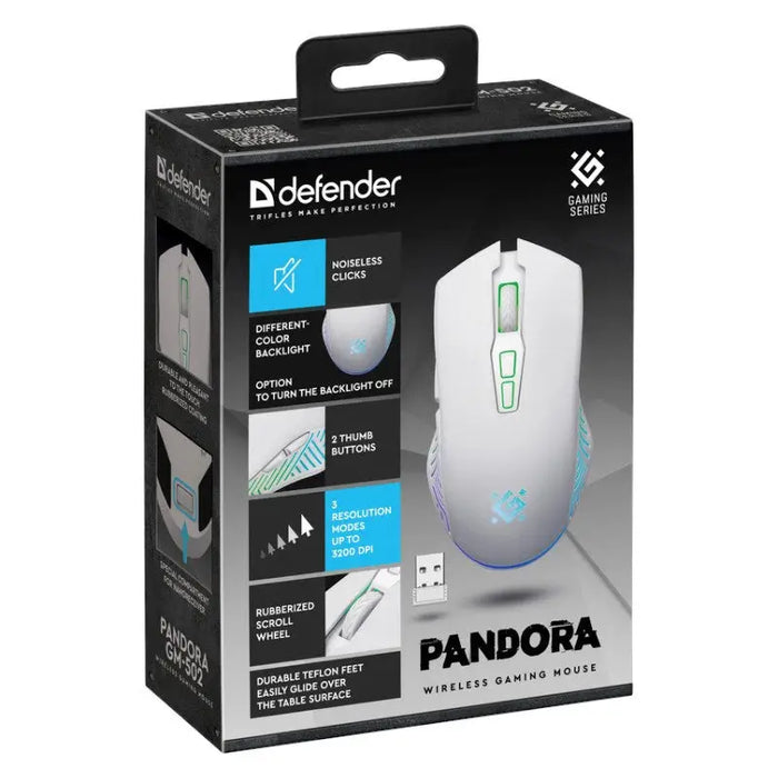 WIRELESS MOUSE DEFENDER PANDORA RF WHITE 3200dpi 7P - MicePER-MYS<<<Input / Output DevicesPER<<<ActionPL