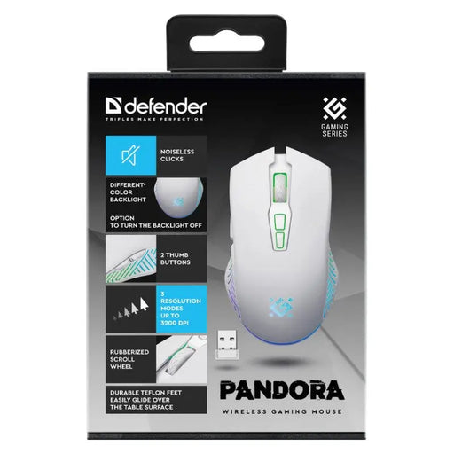WIRELESS MOUSE DEFENDER PANDORA RF WHITE 3200dpi 7P - MicePER-MYS<<<Input / Output DevicesPER<<<ActionPL