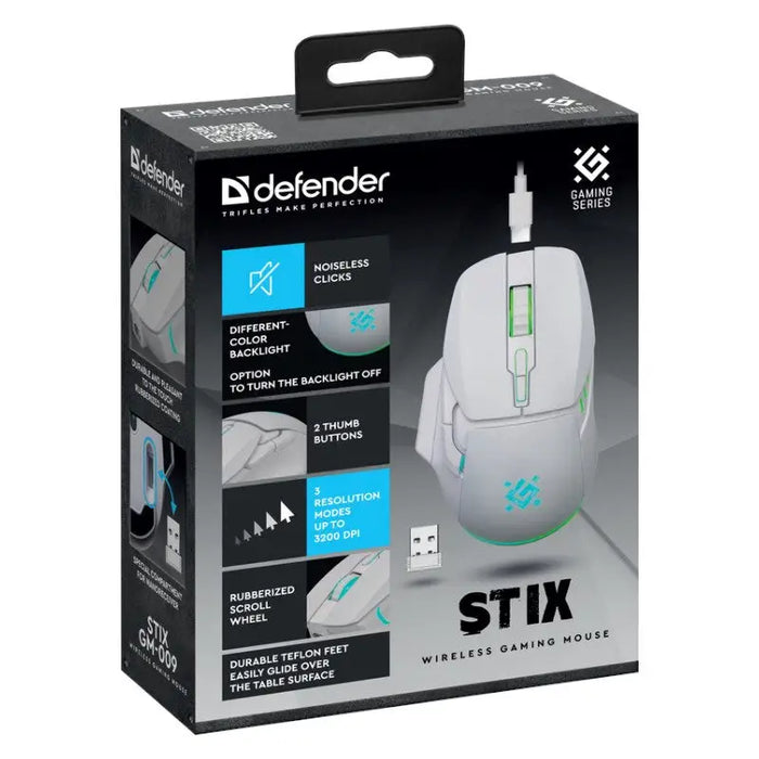 WIRELESS MOUSE DEFENDER STIX GM-009 RF WHITE 3200dpi 7P - MicePER-MYS<<<Input / Output DevicesPER<<<ActionPL