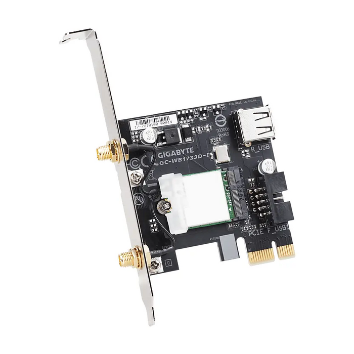Wireless PCI Express adapter Gigabyte GC-WB1733D-I 2x2 802.11ac 160MHz Bluetooth 5.0 - Безжични адаптери<<<Мрежово