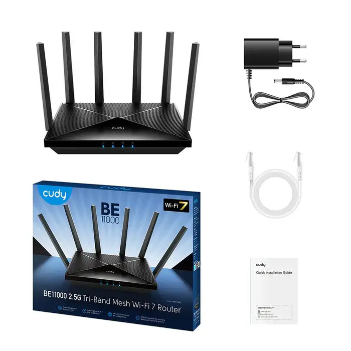 Wireless router Cudy WR6500H BE6500 dual-band Wi-Fi 7 1x2.5Gbps WAN port 4x10/100/1000 6x5dBi antennas - Безжични
