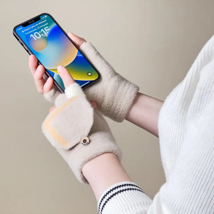 Women’s/children’s winter phone gloves - white - Cycling gloves<<<HurtelXML