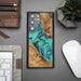Wood and Resin Case for Samsung Galaxy S23 Ultra Bewood Unique Turquoise - Turquoise Black - Cell phone cases